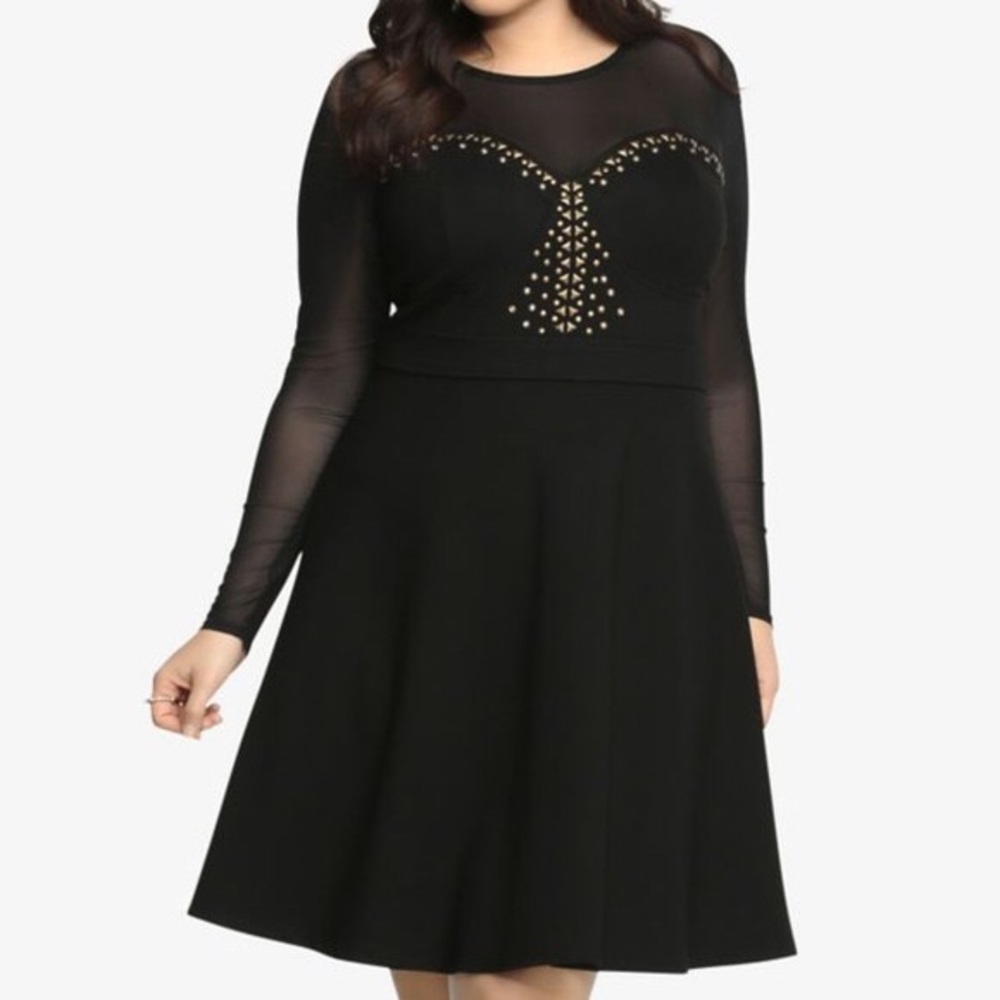 Black Dress with Mesh Long Sleeves